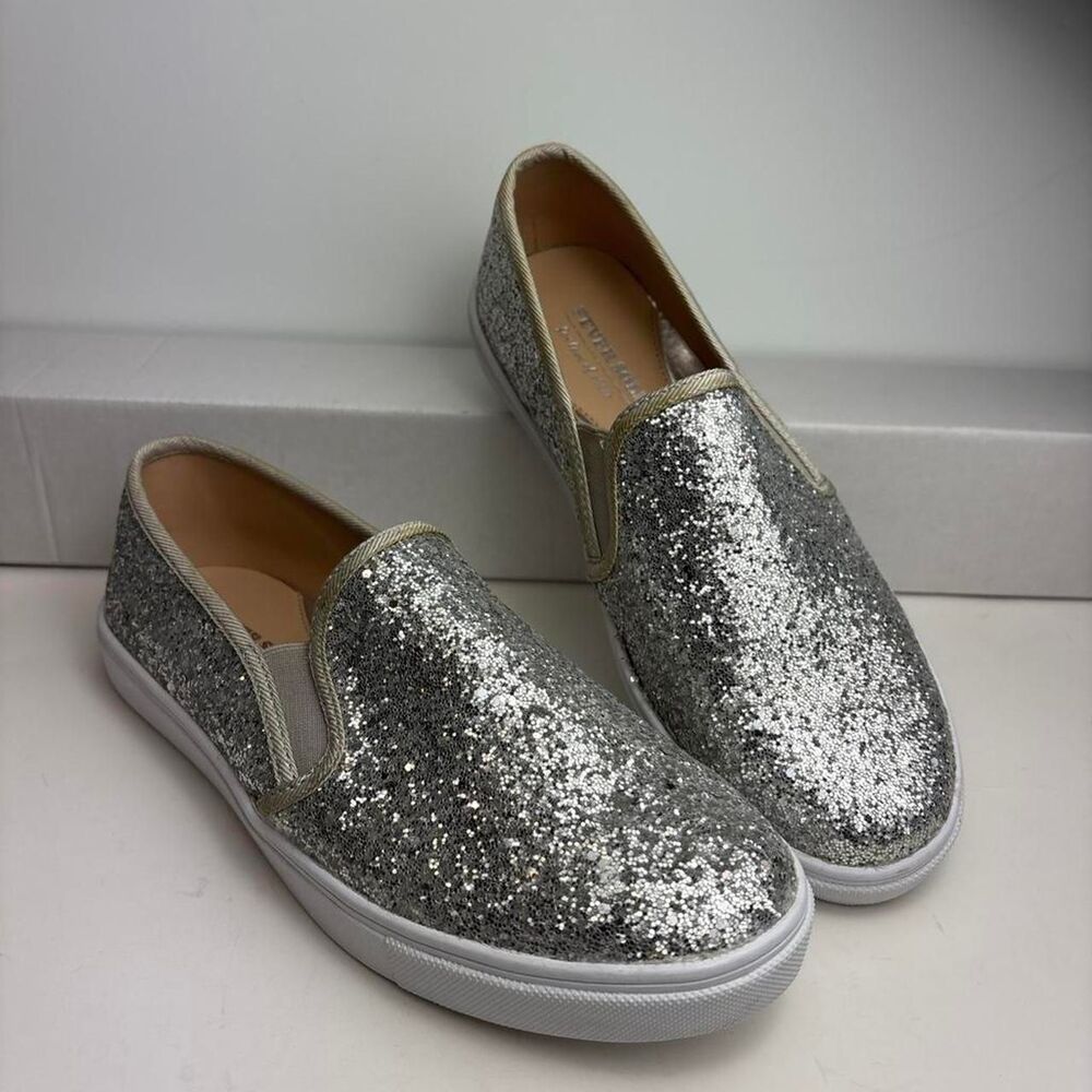 Fever Sole Sparkling Silver Women's Slip-On Sneakers | Casual Comfort Shoes 8.5